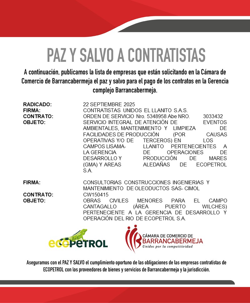 Paz y Salvo 22 septiembre 2025